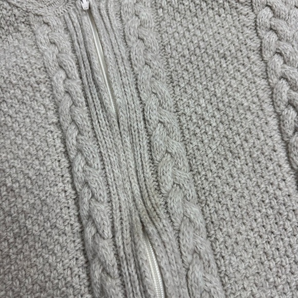 Shades of Aran Irish Wool Knit Sweater Women’s Large Zip Up Fisherman Hooded - Picture 3 of 7